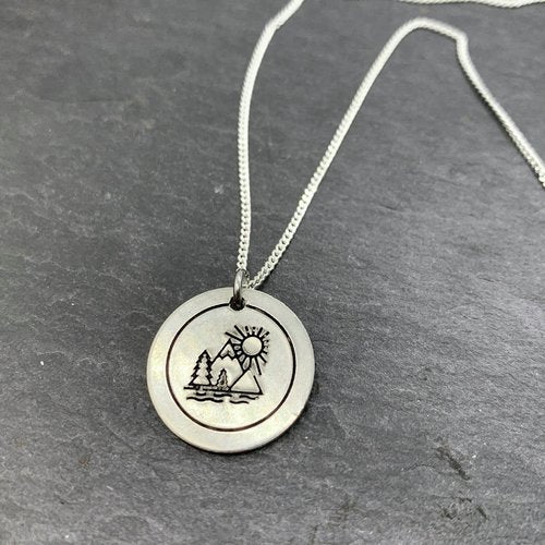 Necklace FJELL // hand stamped // Sterling silver 925 // 55cm